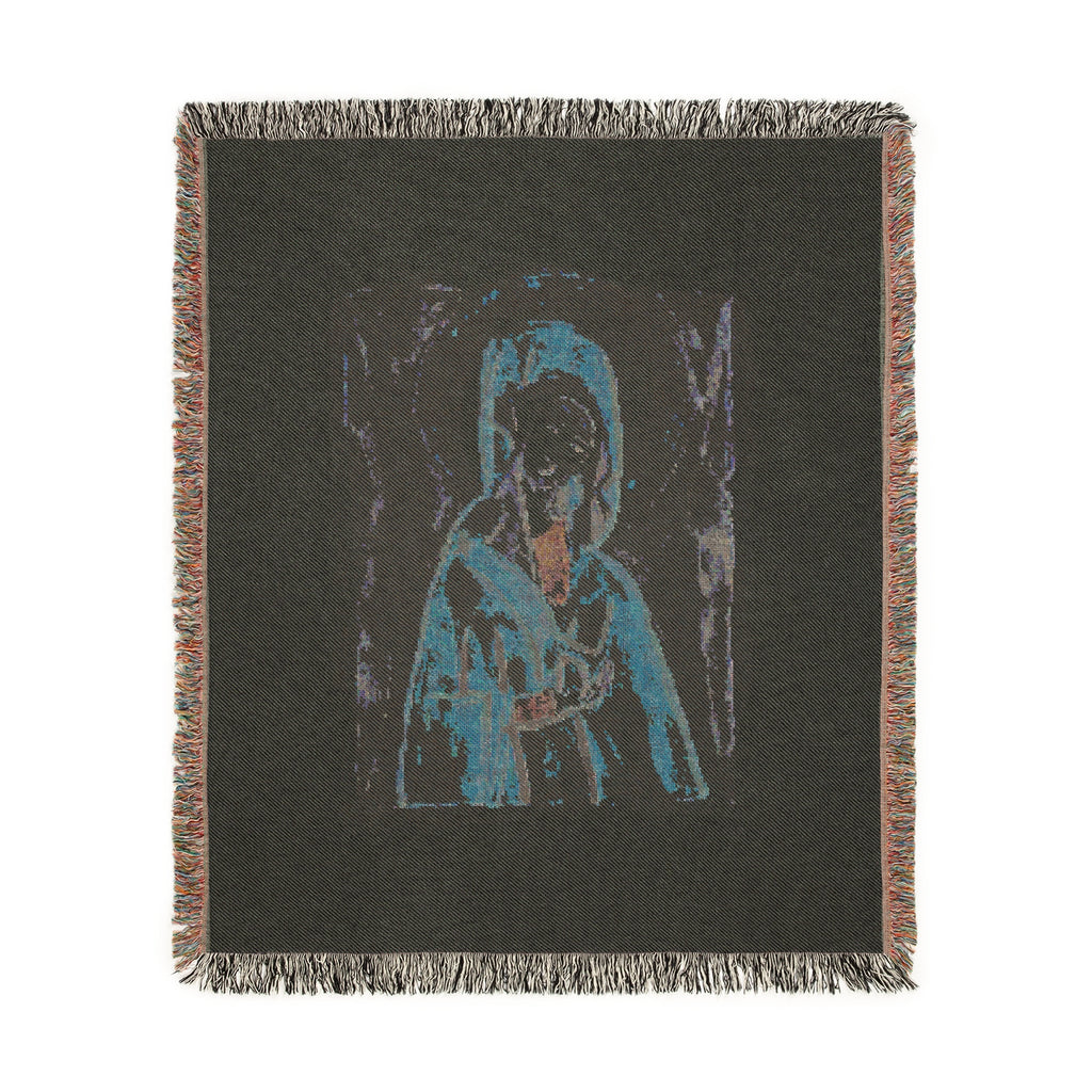 Religious Woven Blanket - Holy Mary Mother Icon Design by Leah Bell