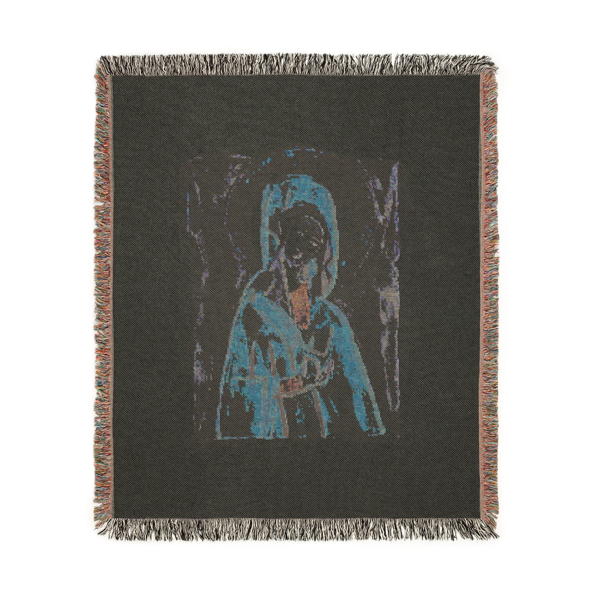 Religious Woven Blanket - Holy Mary Mother Icon Design by Leah Bell