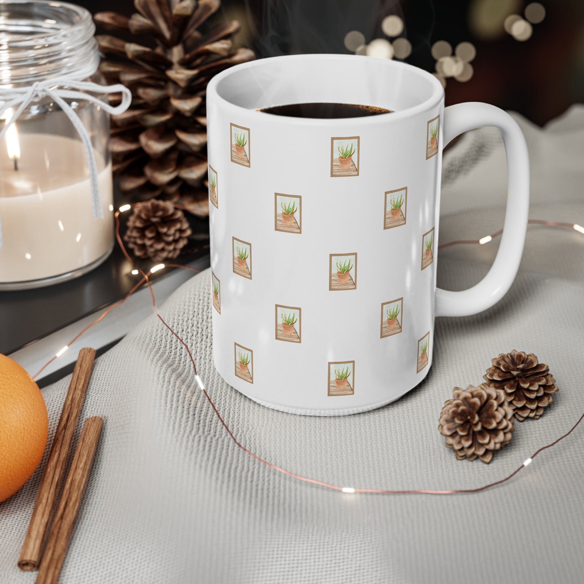 'Aloe Vera' Patterned Mug 440ml
