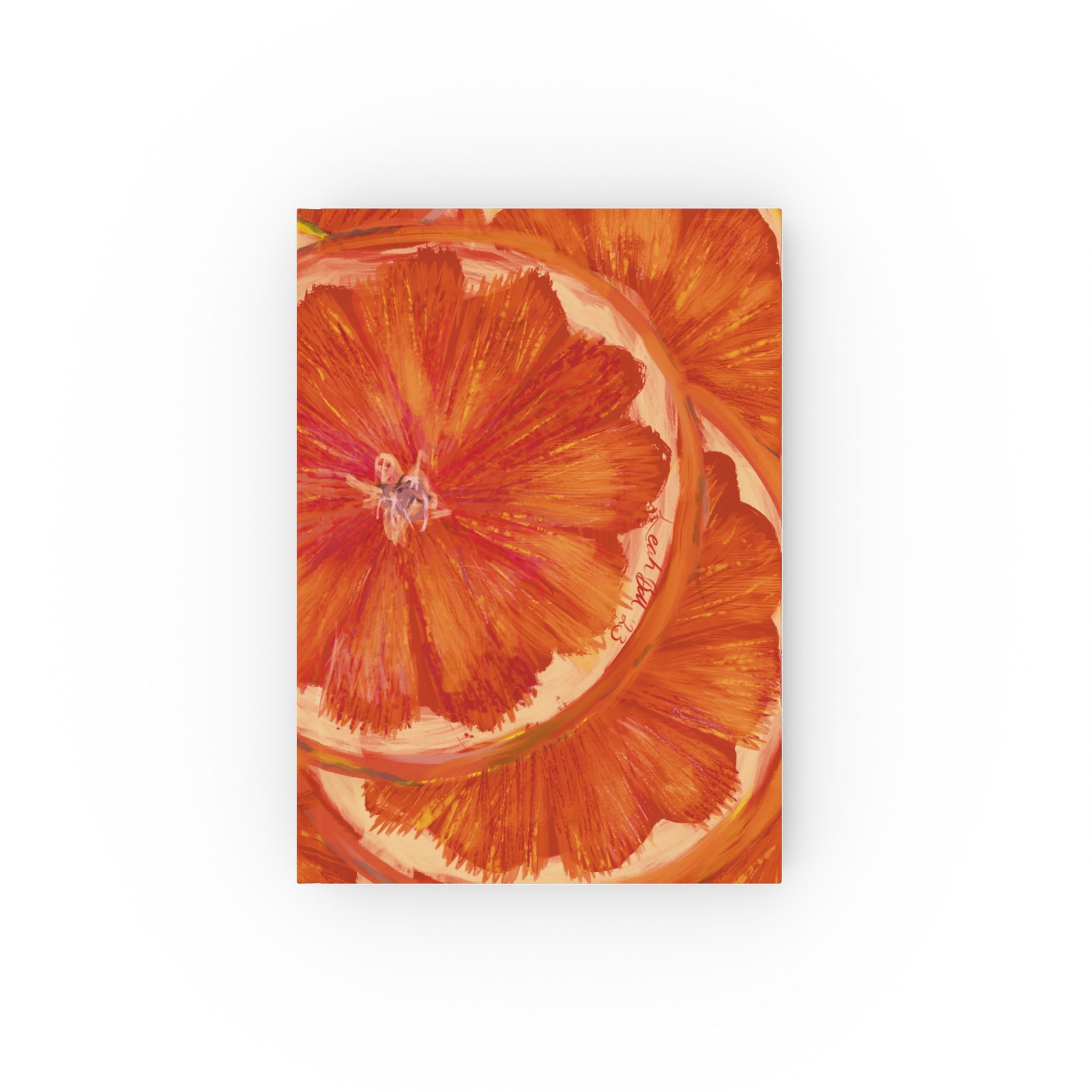 Citrus Slices Hardcover Journal — Orange Fruit Pattern Notebook for Notes & Recipes