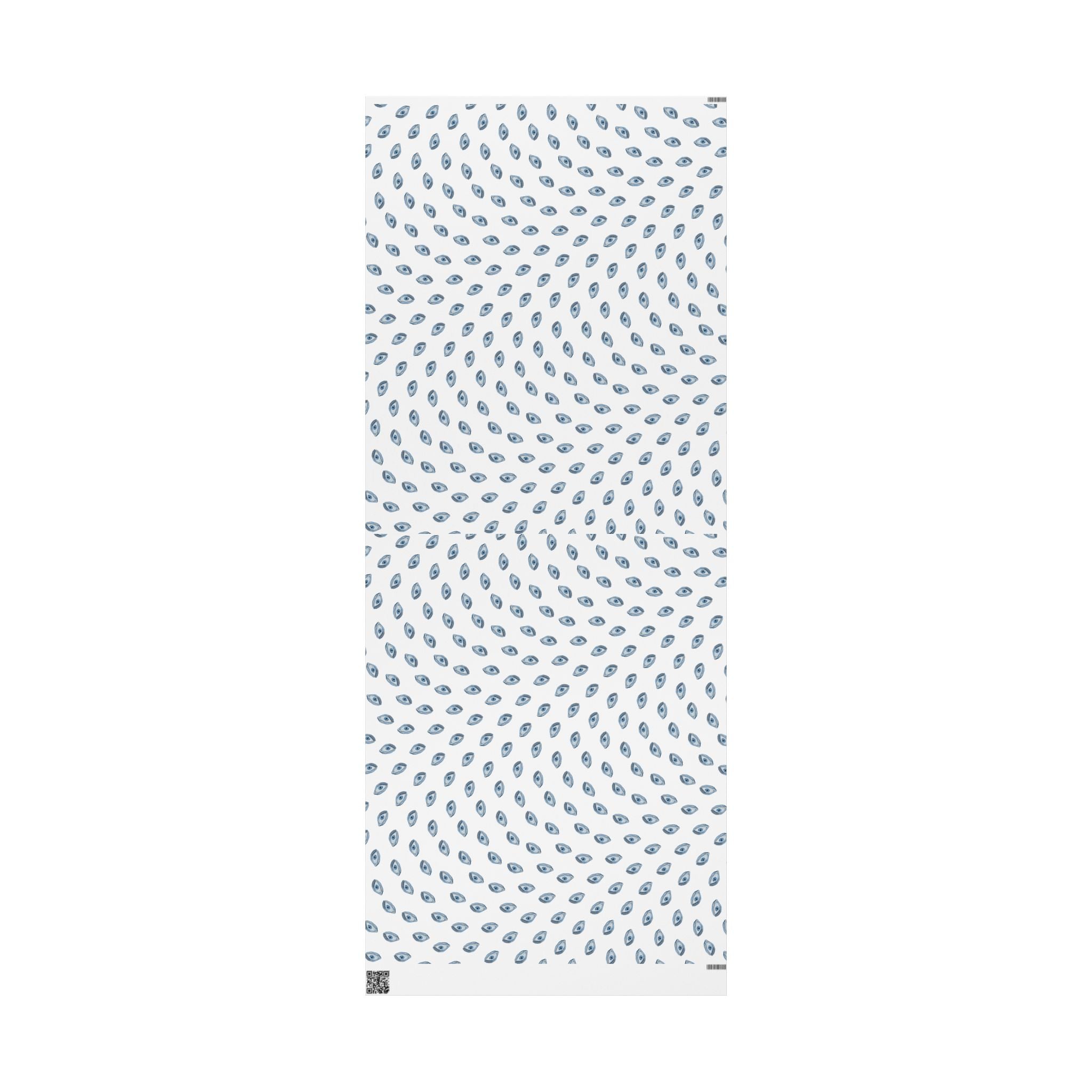 Paper with a blue eye pattern on a white background