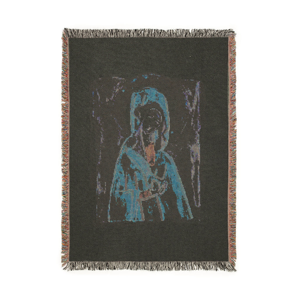 Religious Woven Blanket - Holy Mary Mother Icon Design by Leah Bell