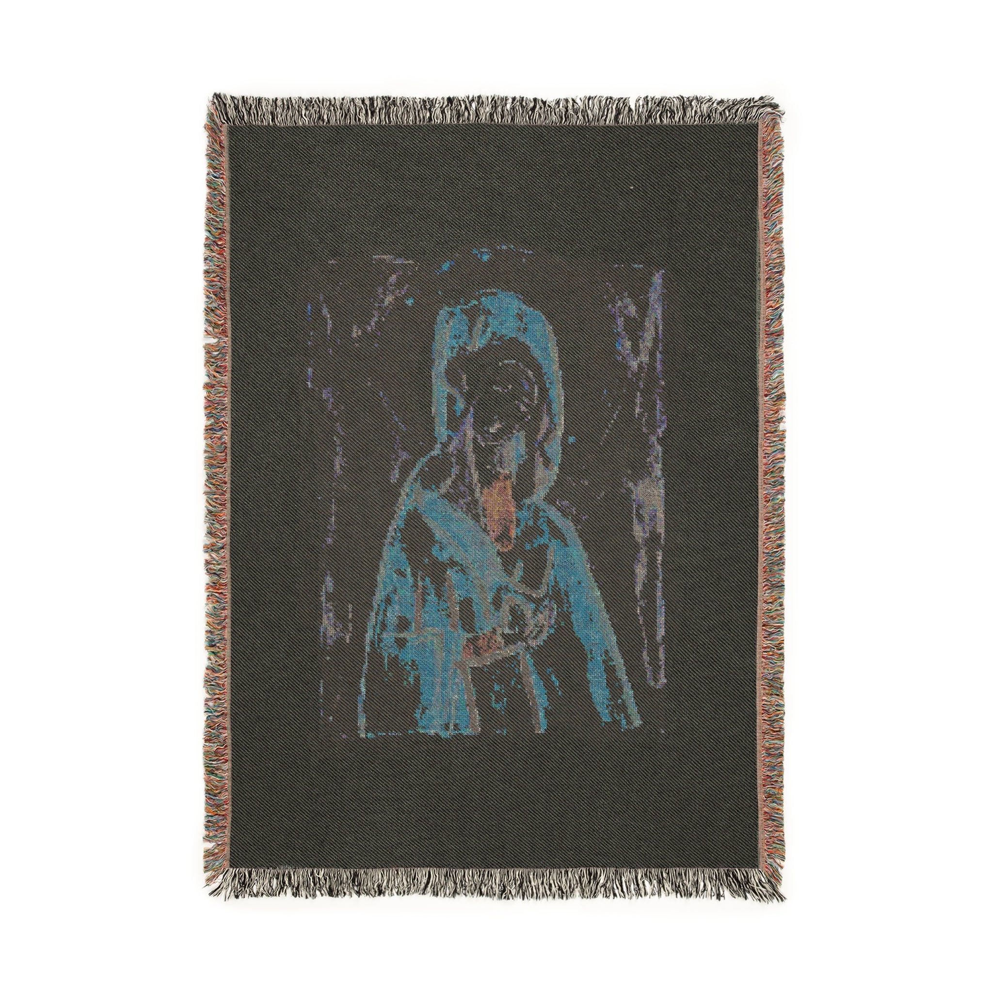 Religious Woven Blanket - Holy Mary Mother Icon Design by Leah Bell